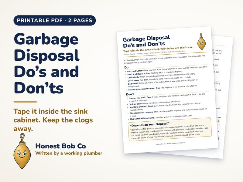 Garbage Disposal Do's and Don'ts printable, 2 pages