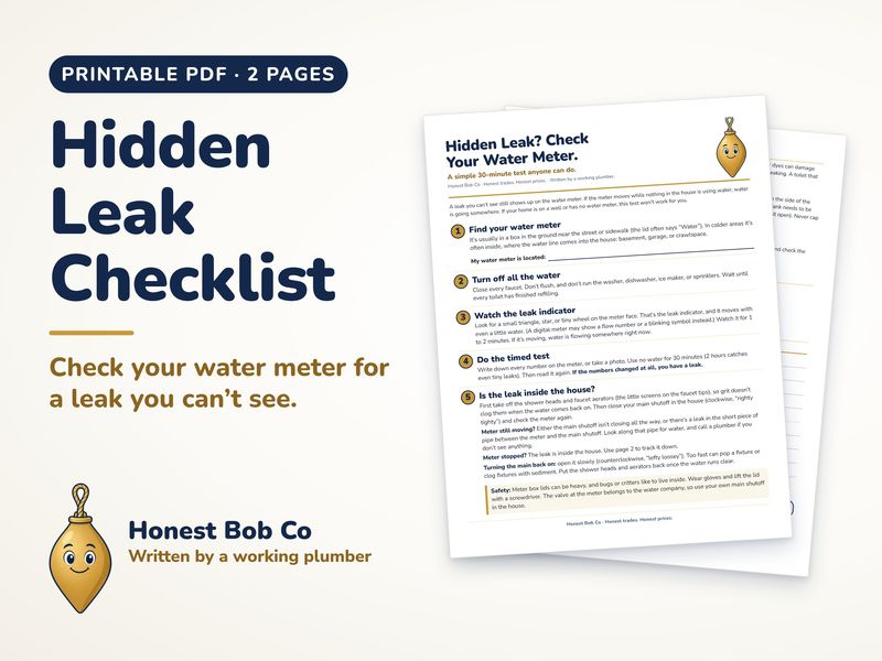 Hidden Leak Checklist printable with a water meter check log
