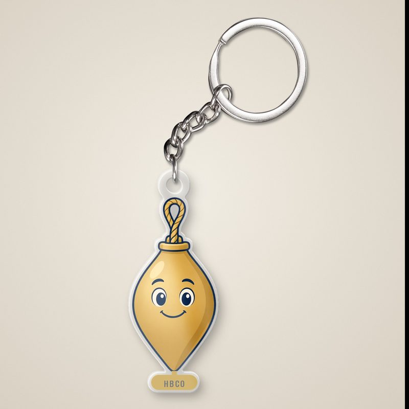 Keychain mockup: clear acrylic Main Bob keychain on a metal ring