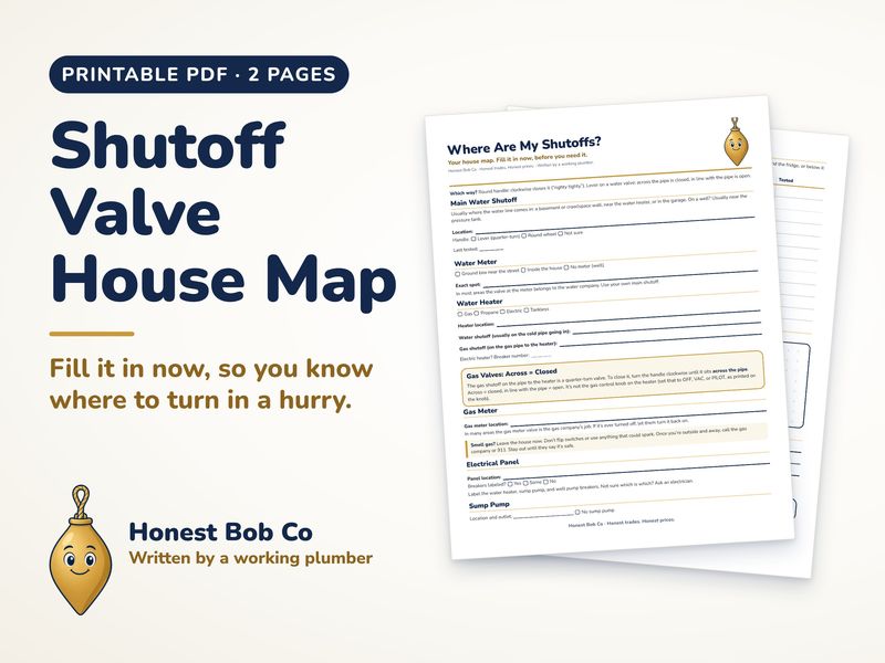 Where Are My Shutoffs house map printable, 2 fill-in pages