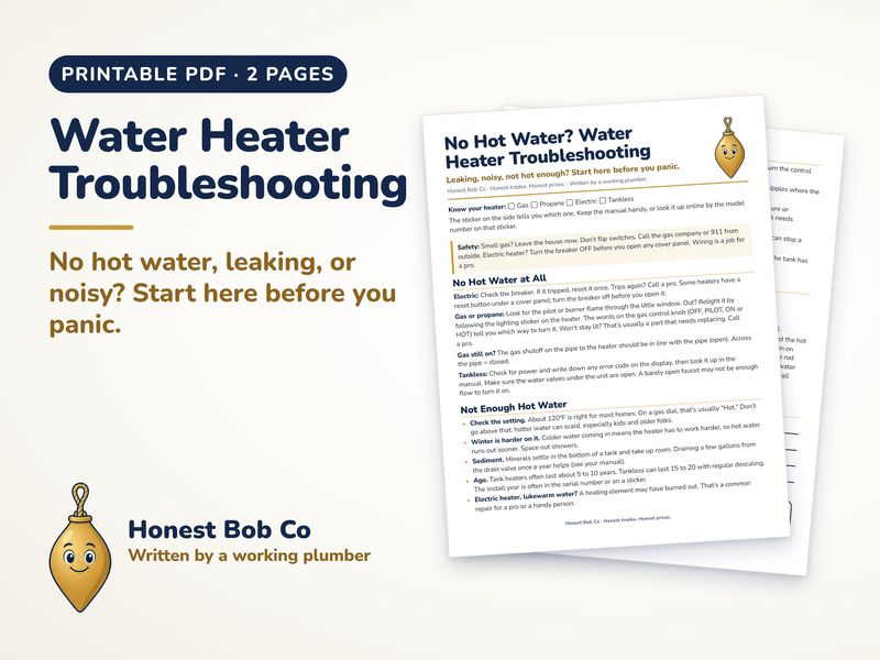 Water Heater Troubleshooting printable, 2 pages